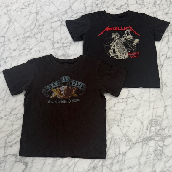None Other - Black Graphic Band T-Shirts Bundle Sz 3/4T Metallica Guns Roses